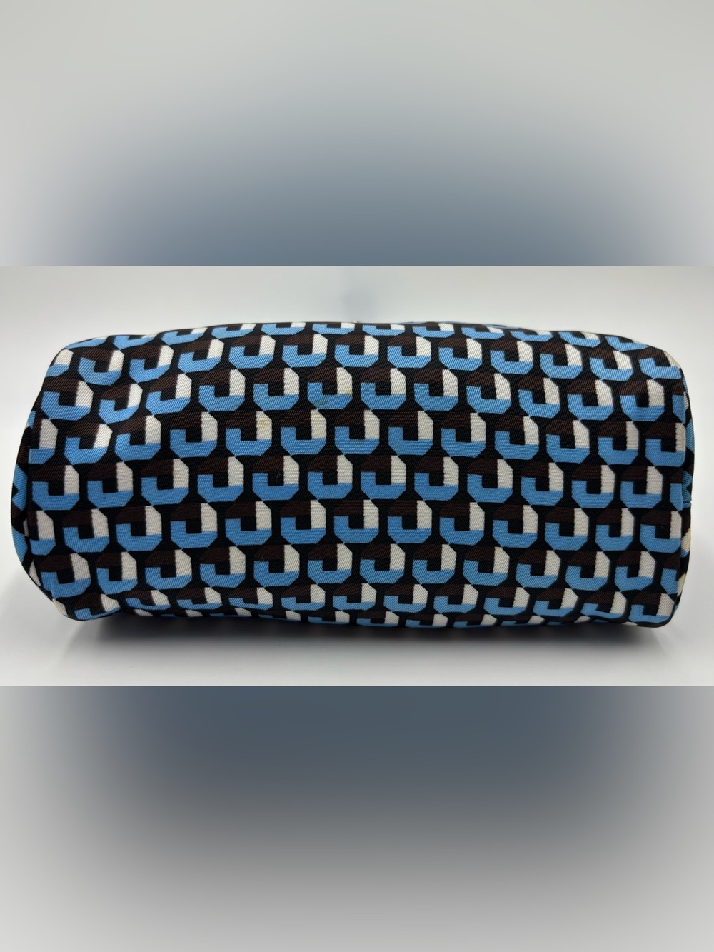 Prada Blue an White Geometric Logo Makeup Pouch - Picture 4 of 14